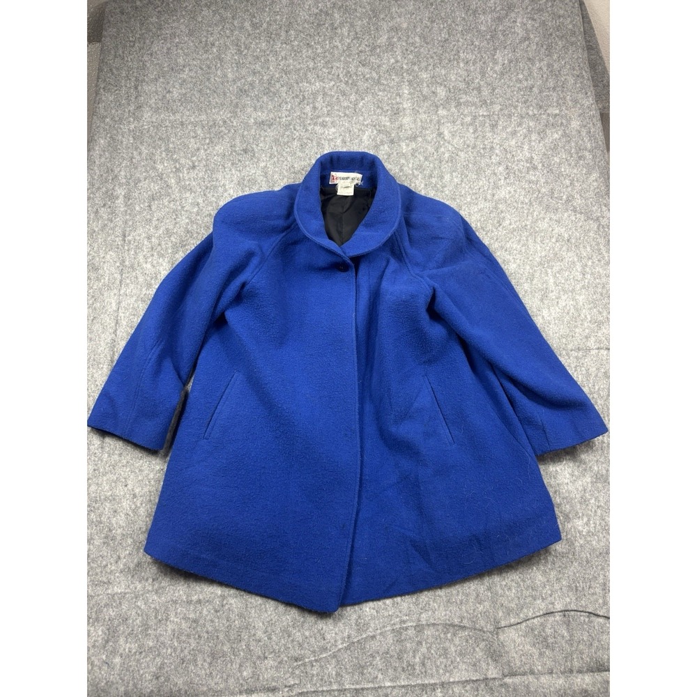 Peabody House Overcoat Wool Blend 1 Button Size 11/12 Blue Coat Vintage 80s